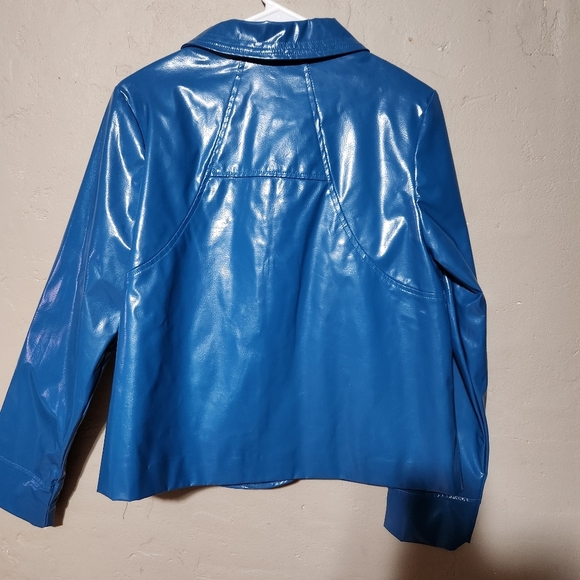 NWT Vintage Studio Works Button Down Blue Vinyl Jacket w/Pockets Size P SMALL - Picture 4 of 4